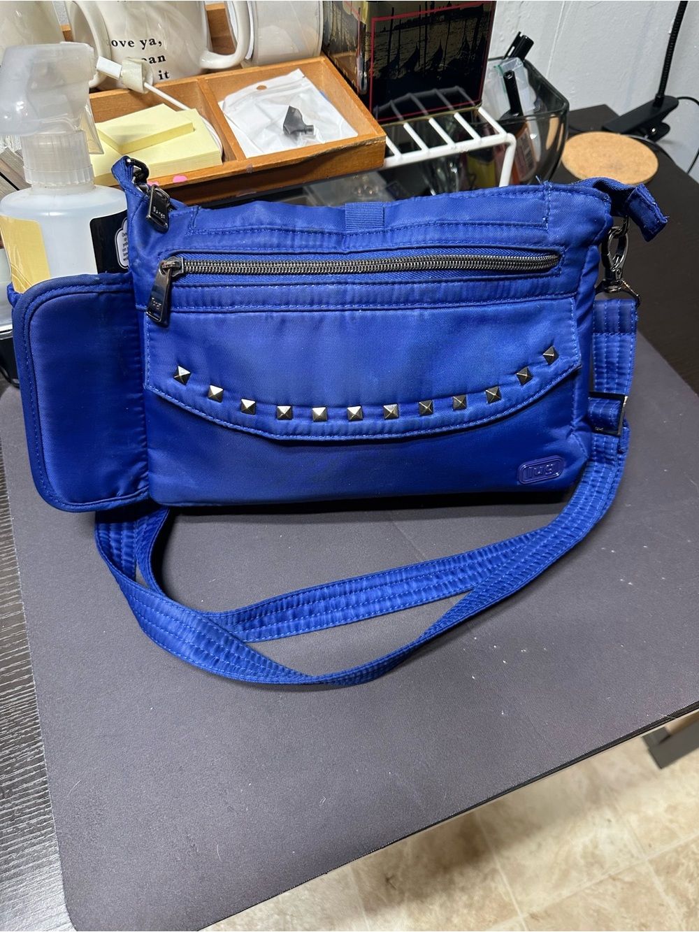 Royal Blue Stud-Trim Crossbody Bag - (Unknown)